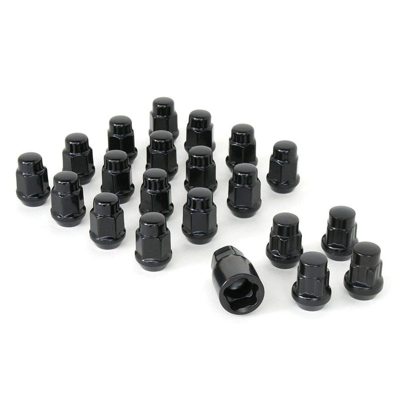 SR1 Performance 2015-2025 Ford Mustang Bulge Acorn Lug Nuts with Wheel Locks - 20 Piece Set (16 Lug Nuts + 4 Locking Nuts & Key) Premium Steel, Anti-Theft 14 mm x 1.50 Thread (Black) - Image 1
